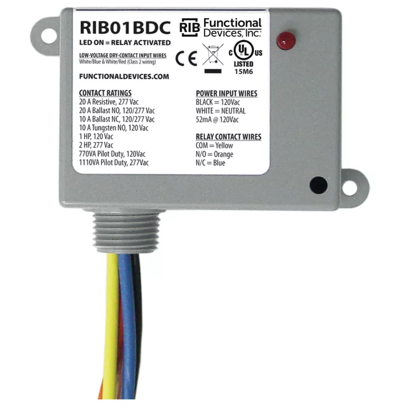 Functional Devices RIB01BDC – Enclosed Relay, Class 2 Dry Contact inpu