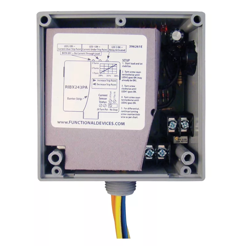 Functional Devices RIBX243PA – Enclosed Relay 20Amp 3PST 24Vac/dc Adjus