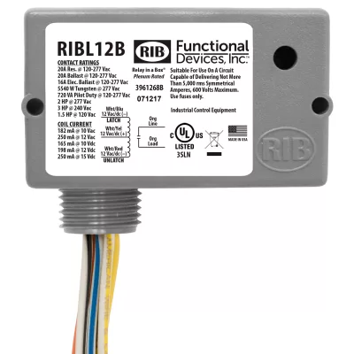 Functional Devices RIBL12B – Enclosed Relay 20Amp 12Vac/dc Latching