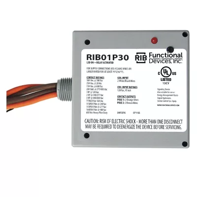Functional Devices RIB01P30 – Enclosed Relay 30Amp DPST 120Vac