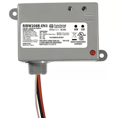 Functional Devices RIBW208B-EN3 – EnOcean 902 Mhz Enclosed Relay 20Amp 208