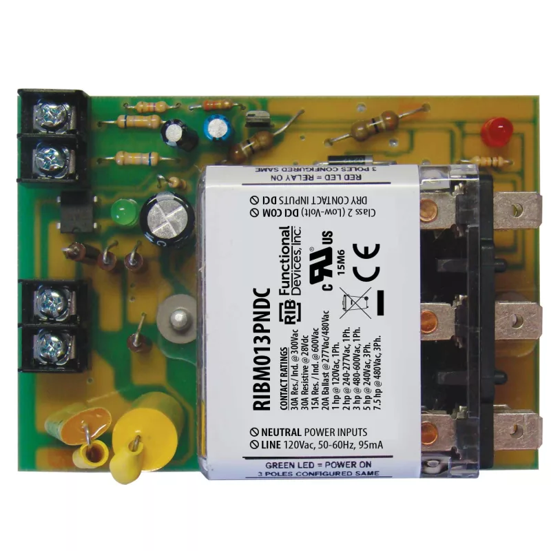 Functional Devices RIBM013PNDC – Panel Relay 4in 30Amp 3PDT 120Vac Class