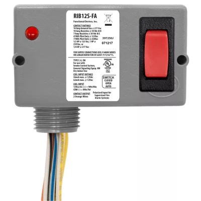 Functional Devices RIB12S-FA – Enclosed Relay 10A SPST 12Vac/dc + Overr