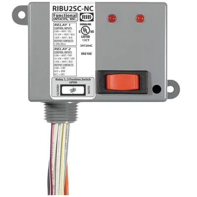 Functional Devices RIBU2SC-NC – Enclosed Relays 10Amp 1 SPST-NC and 1 SP