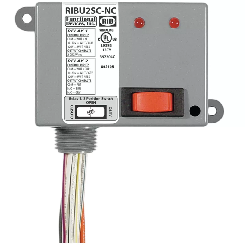 Functional Devices RIBU2SC-NC – Enclosed Relays 10Amp 1 SPST-NC and 1 SP
