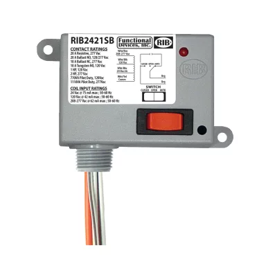 Functional Devices RIB2421SB – Enclosed Relay 20Amp SPST 24Vac/dc/120Va
