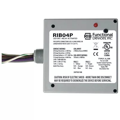 Functional Devices RIB04P – Enclosed Relay 20Amp DPDT 480Vac
