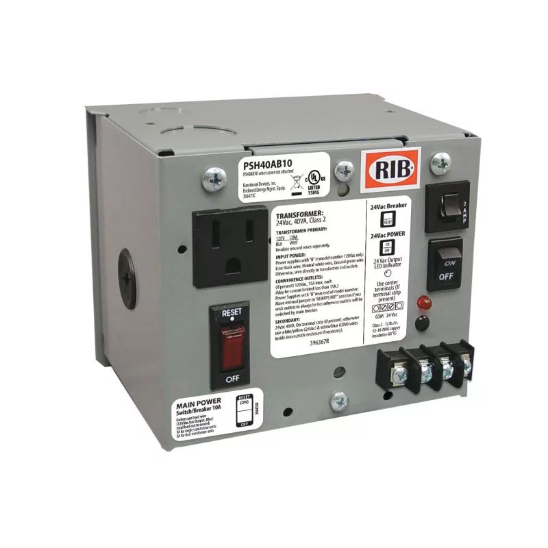 Functional Devices PSH40AB10 – Enclosed Single 40VA 120 to 24Vac UL cla