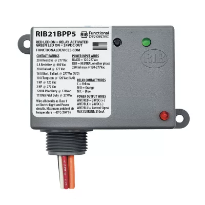 Functional Devices RIB21BPP5 – Enclosed Relay 20A SPDT 120-277Vac with