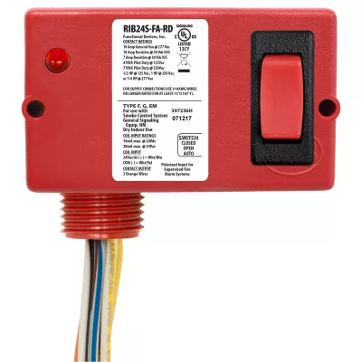 Functional Devices RIB24S-FA-RD – Enclosed Relay 10A SPST 24Vac/dc + Overr