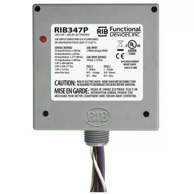 Functional Devices RIB347P – Enclosed Relay 20Amp DPDT 347Vac