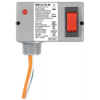 Functional Devices RIB12S-FA-NC – Enclosed Relay 10A SPST-NC 12Vac/dc + Ov
