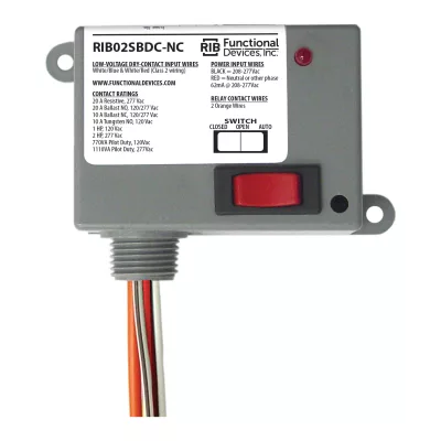 Functional Devices RIB02SBDC-NC – Enclosed Relay 20A SPST-NC 208-277Vac Cl