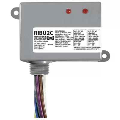 Functional Devices RIBU2C – Enclosed Relays 10Amp 2 SPDT 10-30Vac/dc