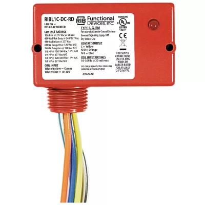Functional Devices RIBL1C-DC-RD – Enclosed Relay 10Amp SPDT 10-30Vdc Low-i
