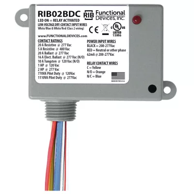 Functional Devices RIB02BDC – Enclosed Relay 20A SPDT 208-277Vac Class