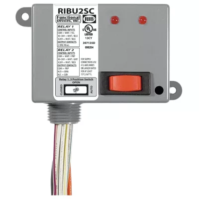 Functional Devices RIBU2SC – Enclosed Relays 10Amp 1 SPST + 1 SPDT 10