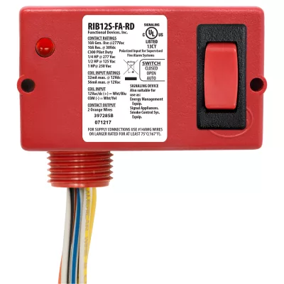 Functional Devices RIB12S-FA-RD – Enclosed Relay 10A SPST 12Vac/dc + Overr