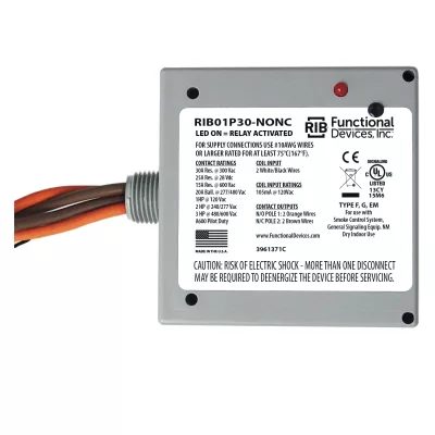 Functional Devices RIB01P30-NONC – Enclosed Relay 30Amp DPST-NONC 120Vac