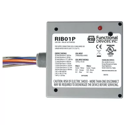 Functional Devices RIB01P – Enclosed Relay 20Amp DPDT 120Vac