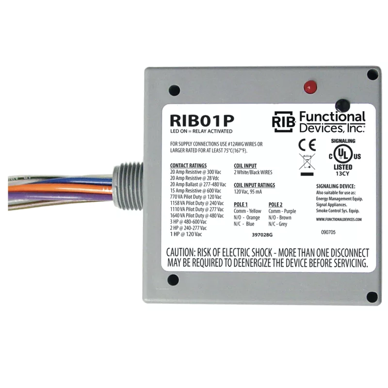 Functional Devices RIB01P – Enclosed Relay 20Amp DPDT 120Vac