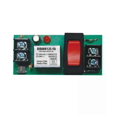 Functional Devices RIBMN12S-FA – Panel Relay 2.75in 15Amp SPST 12Vdc/12Va