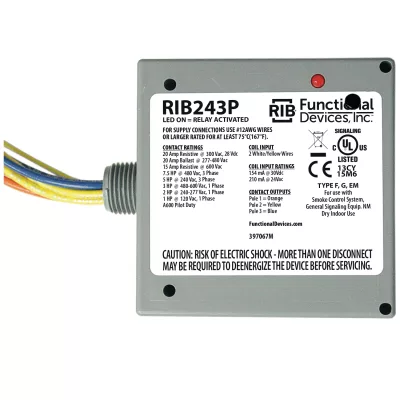 Functional Devices RIB243P – Enclosed Relay 20Amp 3PST 24Vac/dc