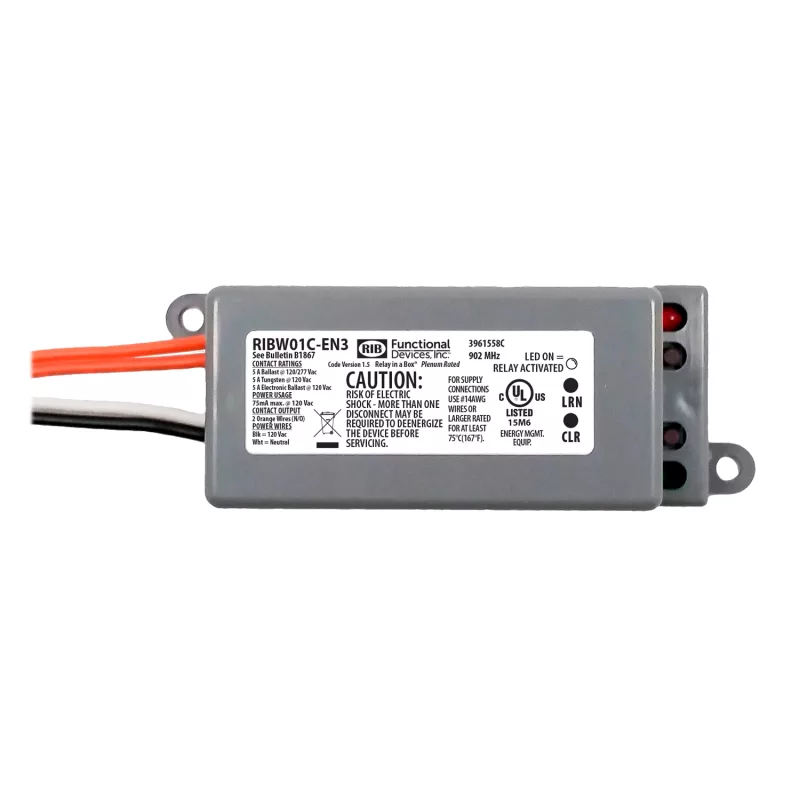 Functional Devices RIBW01C-EN3 – EnOcean 902 Mhz Enclosed Relay 5Amp 120V