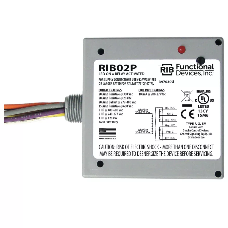 Functional Devices RIB02P – Enclosed Relay 20Amp DPDT 208-277Vac