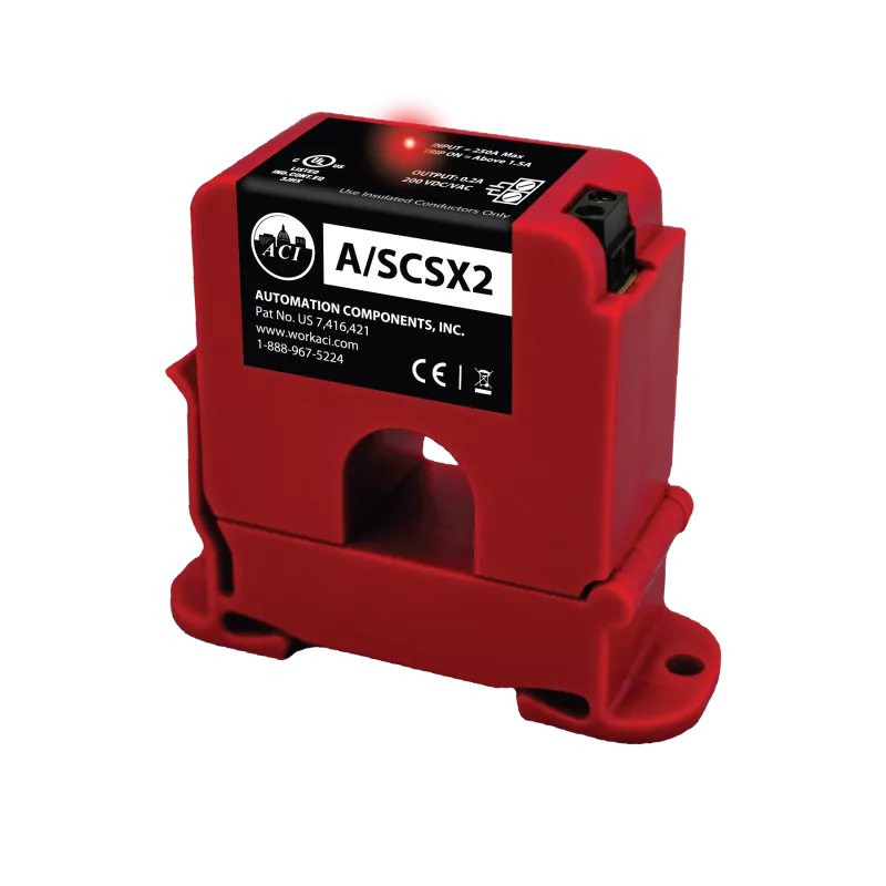 ACI A/SCSX2 – Fixed Current Switch, DIN Rail, Split Core, NC, <1.5A Trip Point, 0 to 200A Range