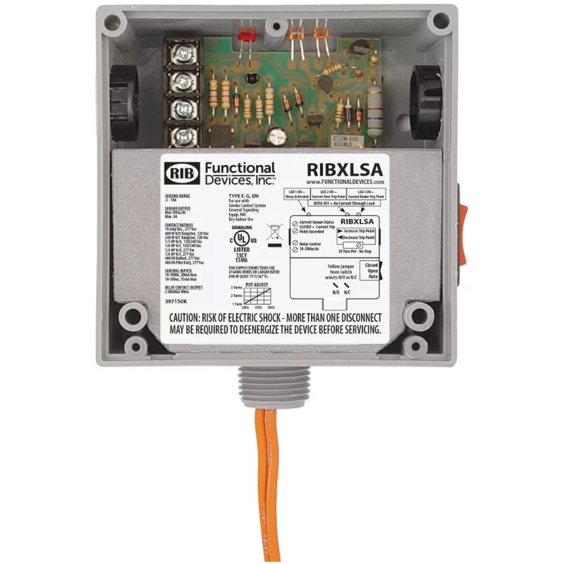 Functional Devices RIBXLSA – Enclosed Relay 10Amp SPST 10-30Vac/dc wi