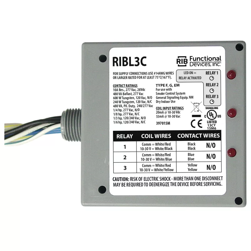 Functional Devices RIBL3C – Enclosed Relays 10Amp 3 SPST 10-30Vac/dc