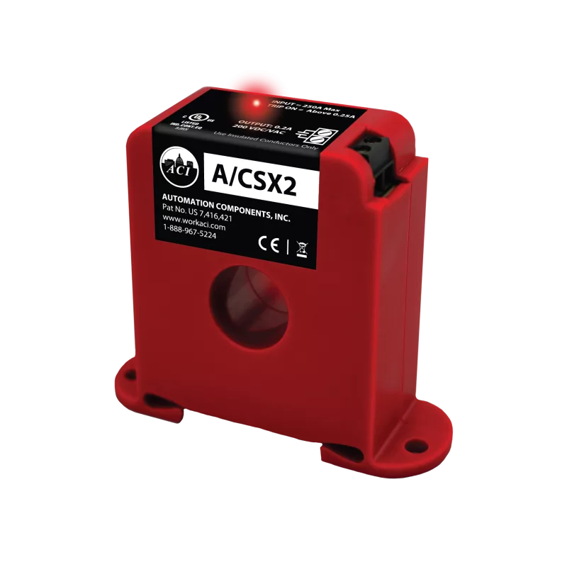 ACI A/CSX2 – Fixed Current Switch, DIN Rail, Solid Core, NC, <0.25A Trip Point, 0 to 250A Range