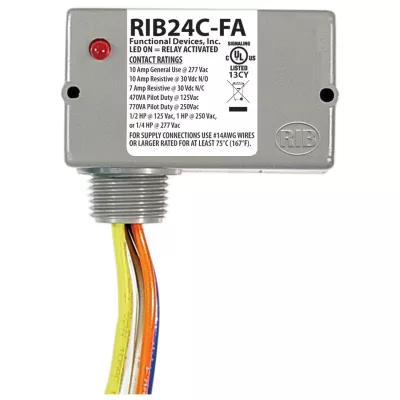 Functional Devices RIB24C-FA – Enclosed Relay, 10A, SPDT, Polarized 24V