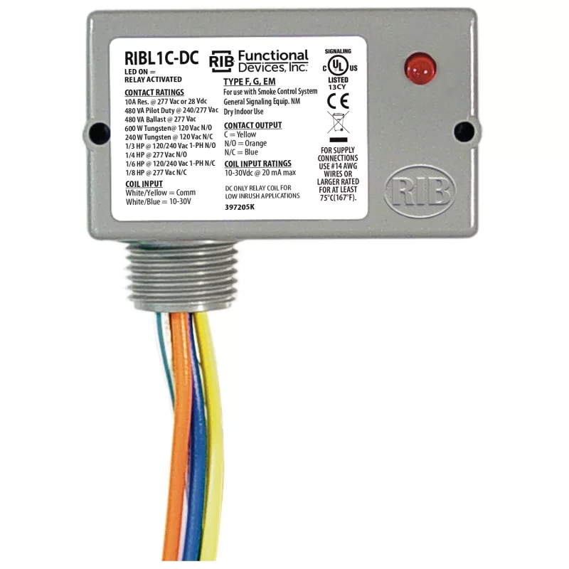 Functional Devices RIBL1C-DC – Enclosed Relay 10Amp SPDT 10-30Vdc Low-i