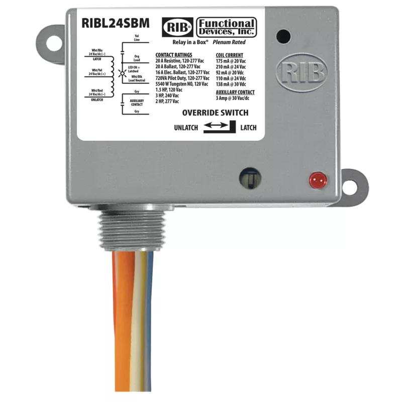 Functional Devices RIBL24SBM – Enclosed Relay Latching 20Amp 24Vac/dc w