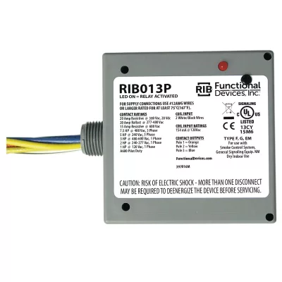 Functional Devices RIB013P – Enclosed Relay 20Amp 3PST 120Vac