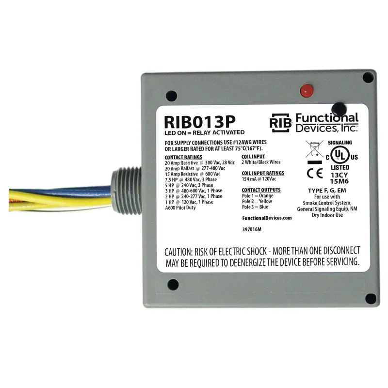 Functional Devices RIB013P – Enclosed Relay 20Amp 3PST 120Vac