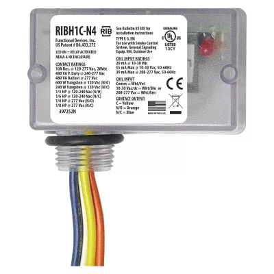 Functional Devices RIBH1C-N4 – Enclosed Relay 10Amp SPDT 10-30Vac/dc/20