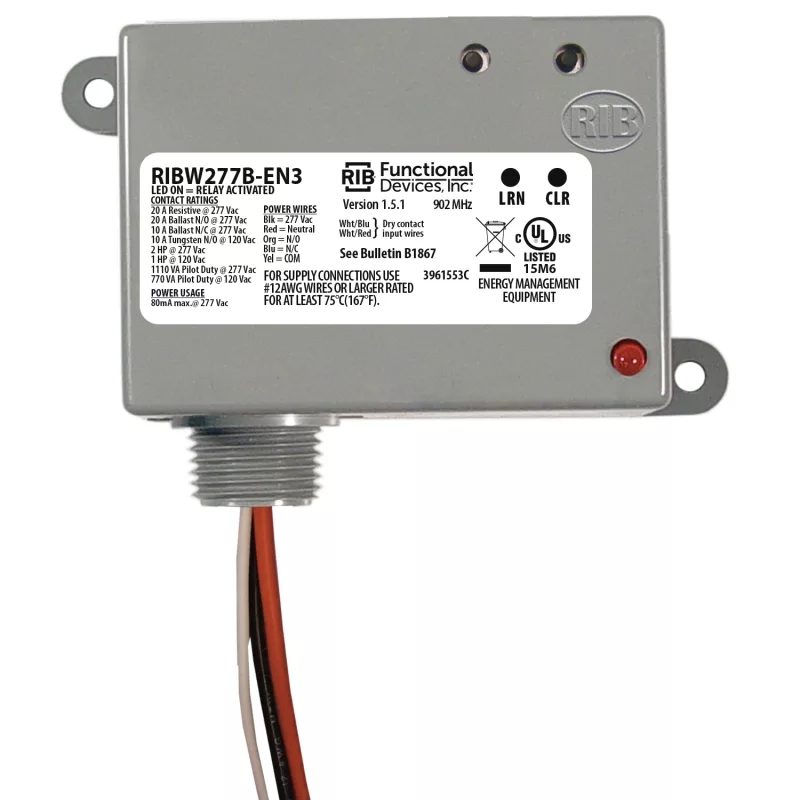 Functional Devices RIBW277B-EN3 – EnOcean 902 Mhz Enclosed Relay 20Amp 277