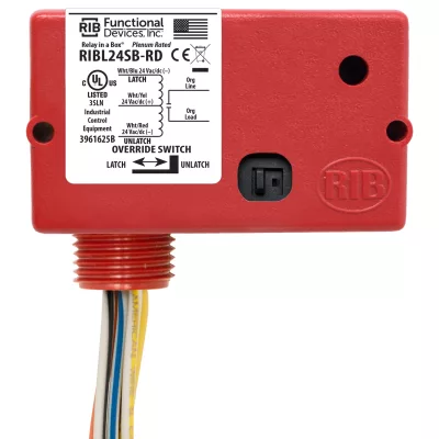 Functional Devices RIBL24SB-RD – Enclosed Relay 20Amp 24Vac/dc Latching w