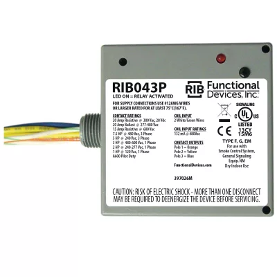 Functional Devices RIB043P – Enclosed Relay 20Amp 3PST 480Vac