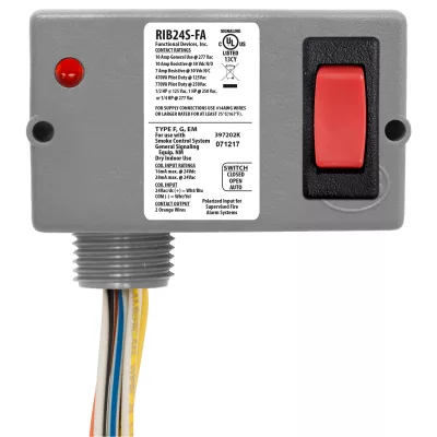 Functional Devices RIB24S-FA – Enclosed Relay 10A SPST 24Vac/dc + Overr