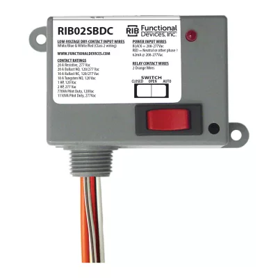 Functional Devices RIB02SBDC – Enclosed Relay 20A SPST 208-277Vac Class