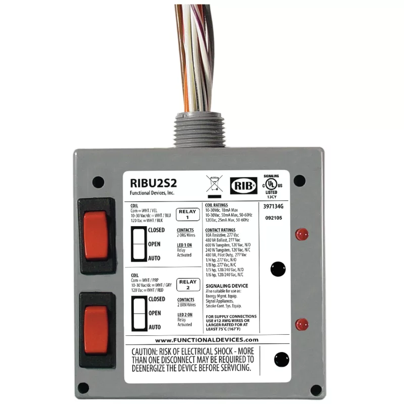 Functional Devices RIBU2S2 – Enclosed Relay 10Amp 2 SPST 10-30Vac/dc