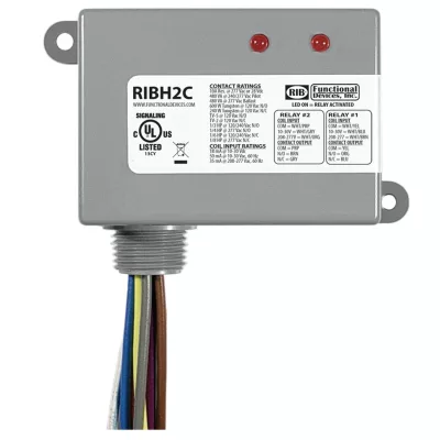 Functional Devices RIBH2C – Enclosed Relays 10Amp 2 SPDT 10-30Vac/dc