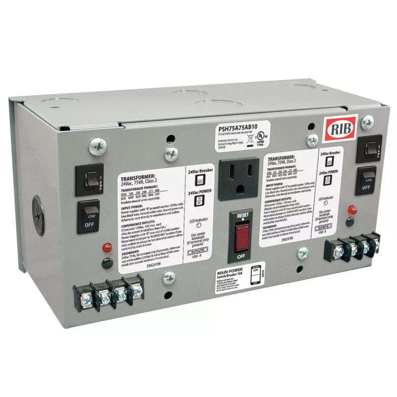 Functional Devices PSH75A75AB10 – Enclosed Dual 75VA 120Vac to 24Vac UL cl