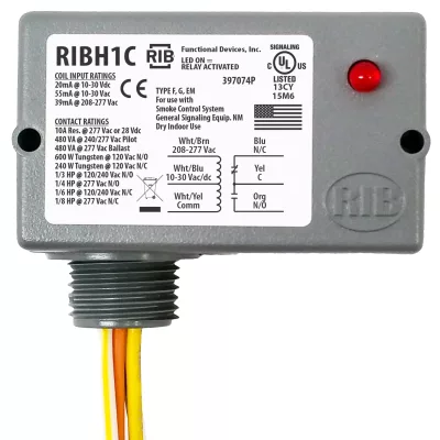 Functional Devices RIBH1C – Enclosed Relay 10Amp SPDT 10-30Vac/dc/20